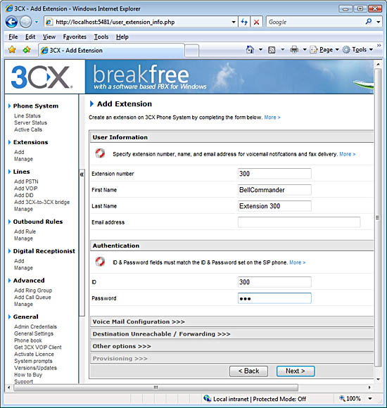 3CX Add Extension
